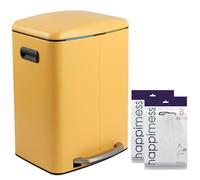 happimess HPM1005L Marco Rectangular 10.6-Gallon Double Bucket Trash Can with Soft-Close Lid, Daffodil Yellow for Home, Kitchen, Bathroom, Living Room, Office