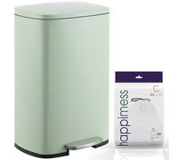happimess HPM1006E Connor Rectangular 13-Gallon Trash Can with Soft-Close Lid and Free Mini Trash Can, Fingerprint Resistant, Modern, Minimalistic for Kitchen, Office, Bathroom, Pistachio Gelato