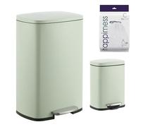 happimess HPM1006E Connor Rectangular 13-Gallon Trash Can with Soft-Close Lid and Free Mini Trash Can, Fingerprint Resistant, Modern, Minimalistic for Kitchen, Office, Bathroom, Pistachio Gelato