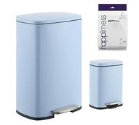 happimess HPM1006H Connor Rectangular 13-Gallon Trash Can with Soft-Close Lid and Free Mini Trash Can, Fingerprint Resistant, Modern, Minimalistic for Home, Kitchen, Office, Bathroom, Tide Pool Blue