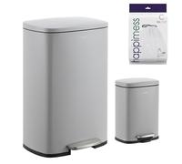 happimess HPM1006I Connor Rectangular 13-Gallon Trash Can with Soft-Close Lid and Free Mini Trash Can, Fingerprint Resistant, Modern, Minimalistic for Home, Kitchen, Office, Bathroom, Fog Gray