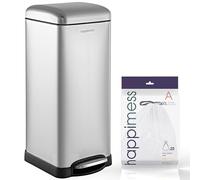 happimess HPM1007D Betty Retro 8-Gallon Step-Open Trash Can, Modern, Minimalistic, Soft Close, No Slamming, Kitchen, Laundry Room, Office, 8 Gallons, Chrome