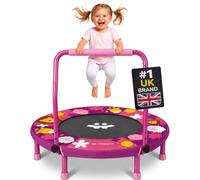 Happin® 36" Kids Trampoline, Foldable Mini Toddler trampoline Ages 3-6 with Adjustable Handle, Noise-Free Small Trampolines for Kids with Safety Pad, Indoor & Outdoor (Pink)