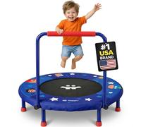 Happin 36" Kids Trampoline Indoor, Mini Trampoline for Kids, Foldable Rebounder Indoor & Outdoor with Ultra Safety Pad, Foam Adjustable Handlebar, Noise-Free for Toddlers 2-6 Years Old