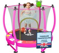 Happin 55” Toddler Trampoline, Indoor & Outdoor, Ages 1-6, 5FT Kids, Ultra Safe Rebounder Mini Trampoline for Kids with Safety Enclosure Net, for Toddler Boys & Girls