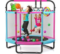 Happin 55” Upgraded Toddler Trampoline Indoor & Outdoor Playset Ages 1-6, 5FT Kids, Ultra Safe Mini Trampoline for Kids with Safety Enclosure Net, Gifts for Birthday Boys and Girls