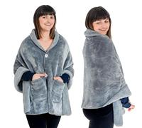 Happination Poncho Blanket for Women - No Sleeves - Wrap Shawl with Large Front Pockets - Patio Blanket for Autumn - Wearable Blanket -Fleece Sherpa Small Throw - Lap Blanket -Gift for Mom and Grandma