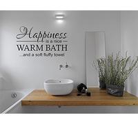 Happines is A Warm Bath Bathroom Wall Quote Sticker Transfer Decal Size Medium 66cm Wide x 42cm high Colour Metallic Gold