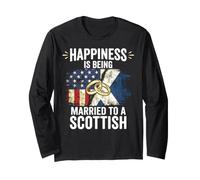 Happiness Being Married Scottish Country Roots Flag Scotland Long Sleeve T-Shirt