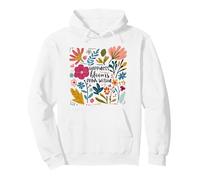 Happiness Blooms From-Within Boho Floral Inspirational Quote Pullover Hoodie