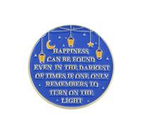 Happiness Can Be Found Even in the Darkest Times Brooch Pins Round Badge with Lantern and Moon Design | Motivational Alloy Lapel Pin for Blouse Pins, Jackets, Backpacks and Clothing Accessories