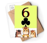 Happiness Club 6 Poker Postcards Envelopes Cards Mailing Year Horse