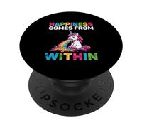 Happiness Comes From Inside Within Cute Funny Unicorn PopSockets Swappable PopGrip