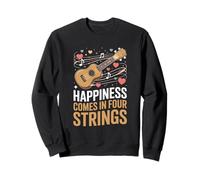 Happiness Comes In Four Strings Funny Ukulele Player Sweatshirt