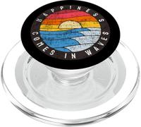 Happiness Comes In Waves - Fun Beach Vacation Trip Ocean PopSockets PopGrip for MagSafe