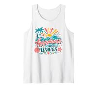 Happiness Comes in Waves Ocean Beach Lover Design Tank Top