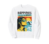 Happiness Comes in Waves Womens Cool Retro Vintage Sweatshirt