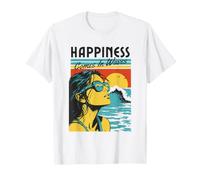 Happiness Comes in Waves Womens Cool Retro Vintage T-Shirt
