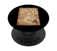 Happiness Found Here Vintage Pirate Map Crab PopSockets Adhesive PopGrip