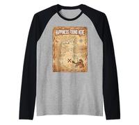 Happiness Found Here Vintage Pirate Map Crab Raglan Baseball Tee