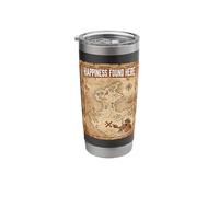 Happiness Found Here Vintage Pirate Map Crab Stainless Steel Insulated Tumbler