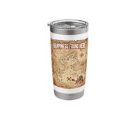Happiness Found Here Vintage Pirate Map Crab Stainless Steel Insulated Tumbler
