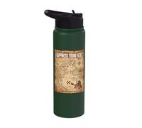 Happiness Found Here Vintage Pirate Map Crab Stainless Steel Insulated Water Bottle