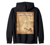 Happiness Found Here Vintage Pirate Map Crab Zip Hoodie