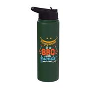 Happiness is a BBQ - Mens Barbeque Grilling Grill Master Stainless Steel Insulated Water Bottle