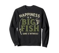 Happiness Is A Big Fish And A Witness Bass Fishing Humor Dad Sweatshirt