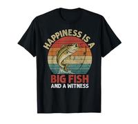 Happiness is A Big Fish and A Witness Bass Fishing Humor Dad T-Shirt