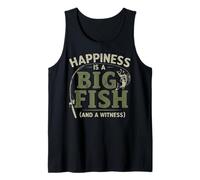 Happiness is A Big Fish and A Witness Bass Fishing Humor Dad Tank Top