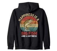 Happiness Is A Big Fish And A Witness Bass Fishing Humor Dad Zip Hoodie