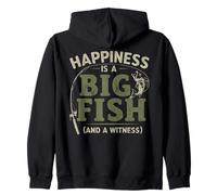 Happiness Is A Big Fish And A Witness Bass Fishing Humor Dad Zip Hoodie