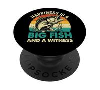 Happiness Is A Big Fish And A Witness - Fishing Fisherman PopSockets Adhesive PopGrip
