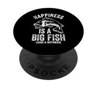 Happiness Is A Big Fish And A Witness Funny Fishing Joke PopSockets Adhesive PopGrip