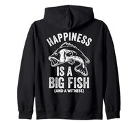 Happiness Is A Big Fish And A Witness Funny Fishing Joke Zip Hoodie