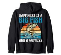 Happiness Is A Big Fish Fishing Angler Fisherman Fish Hunter Zip Hoodie