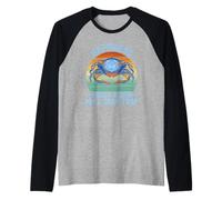 Happiness is a Full Crab Trap Funny Crabbing Raglan Baseball Tee