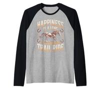 Happiness is A Long Trail Ride Horse Raglan Baseball Tee