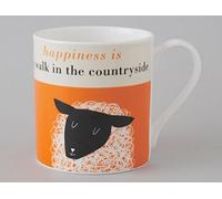 happiness is a walk in the countryside Large Bone China Mug decorated in Stoke on Trent, England (orange)