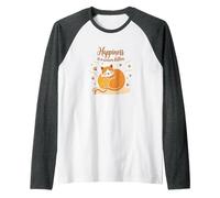 Happiness is A Warm Kitten - Cozy Cat Lover Raglan Baseball Tee, Men, Dark Heather/White, L