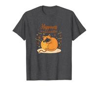 Happiness is A Warm Kitten - Cozy Cat Lover T-Shirt, Men, Dark Heather Grey, L