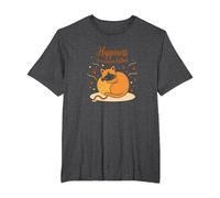 Happiness is A Warm Kitten - Cozy Cat Lover T-Shirt, Men's Big and Tall, Dark Heather Grey, 4X Tall