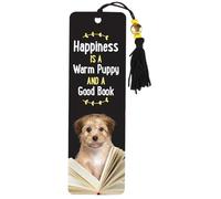 Happiness is a Warm Puppy and a Good Book Beaded Bookmark