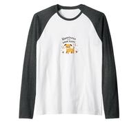 Happiness is a Warm Puppy - Cute Dog Lover Quote Raglan Baseball Tee, Men, Dark Heather/White, S