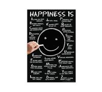Happiness Is A Z List Motivational Inspirational Teamwork Quote Inspire Quotation Gratitude Positivity Motivate Word Art Good Vibes Empathy Social Work Cool Wall Art Print Poster Canvas 24x36inch(60x