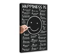 Happiness Is A Z List Motivational Inspirational Teamwork Quote Inspire Quotation Gratitude Positivity Motivate Word Art Good Vibes Empathy Social Work Cool Wall Art Print Poster Canvas 12x18inch(30x