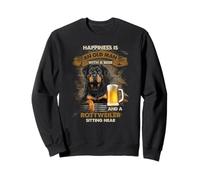 Happiness is an old man with a beer and a rottweiler near Sweatshirt