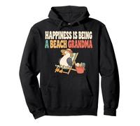 Happiness Is Being a Beach Grandma Coastal Nana Humor Pullover Hoodie